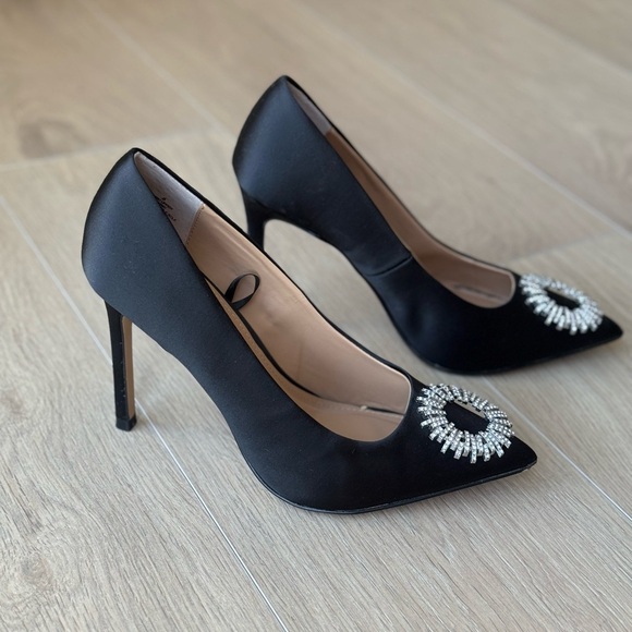 Express Shoes - Express Black Embellished Women's Heels